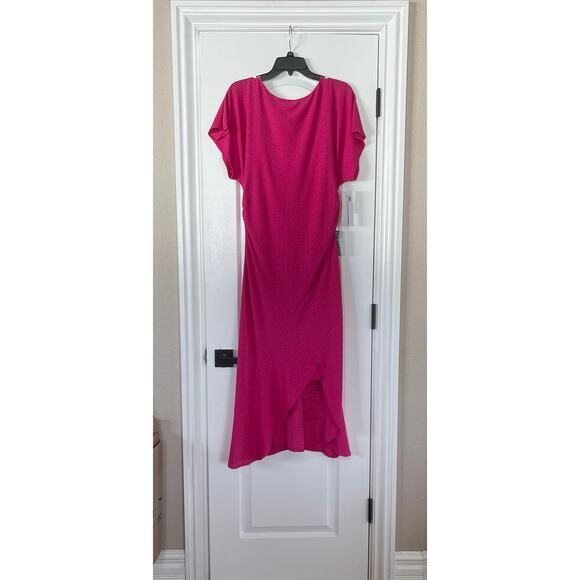 NWT London Times Mockneck Front Side Ruched Midi Dress Size 10 - Picture 3 of 13